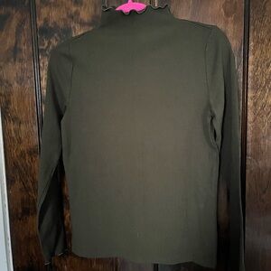 LOFT Dark Green Ribbed Turtleneck Sweater